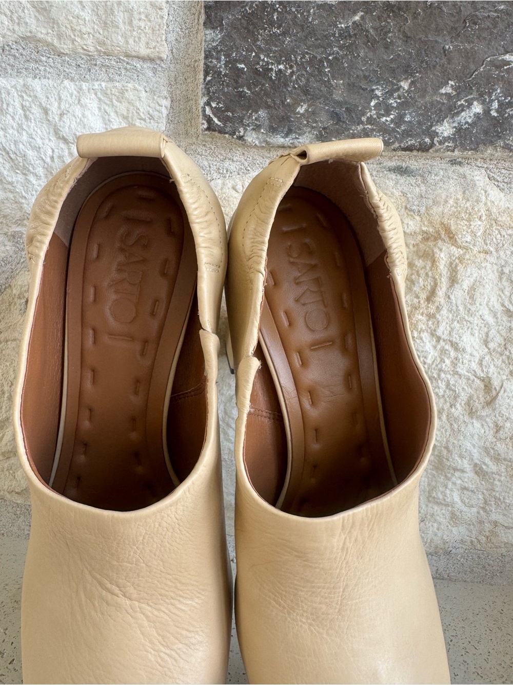 Franco Sarto Cream Leather Slip-On Heels - Picture 4 of 6